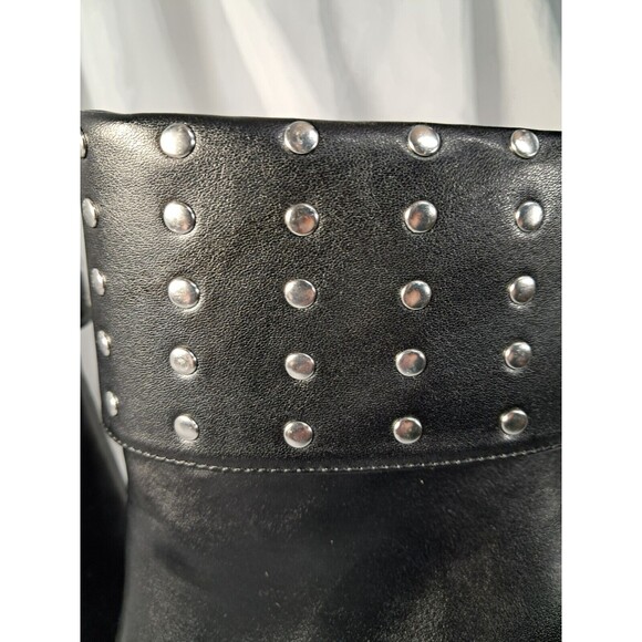 NEW Black Studded Stiletto Boot Geometric Heel Size 7.5 Faux Leather - Picture 6 of 13